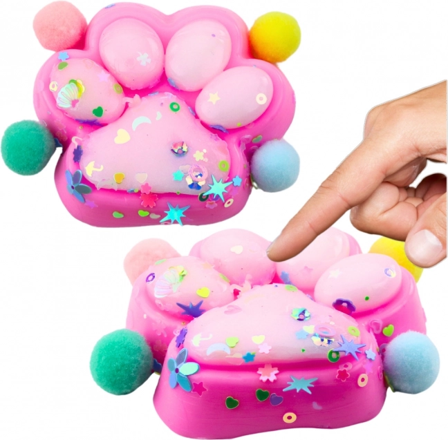 Jouet Anti-stress Patte de Chat Squishy Confettis Rose