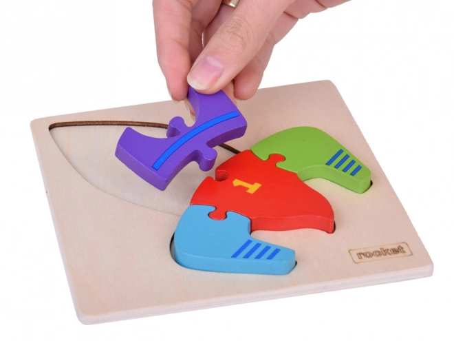 Puzzle en bois Montessori fusée