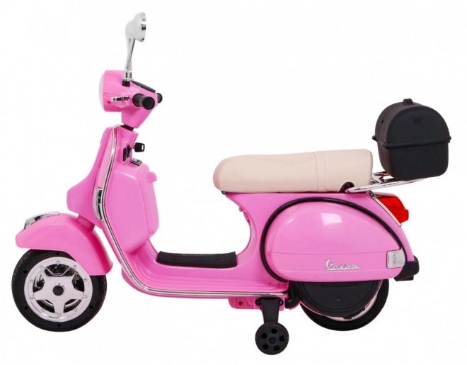 Scooter électrique pour enfants Vespa rose avec roues stabilisatrices