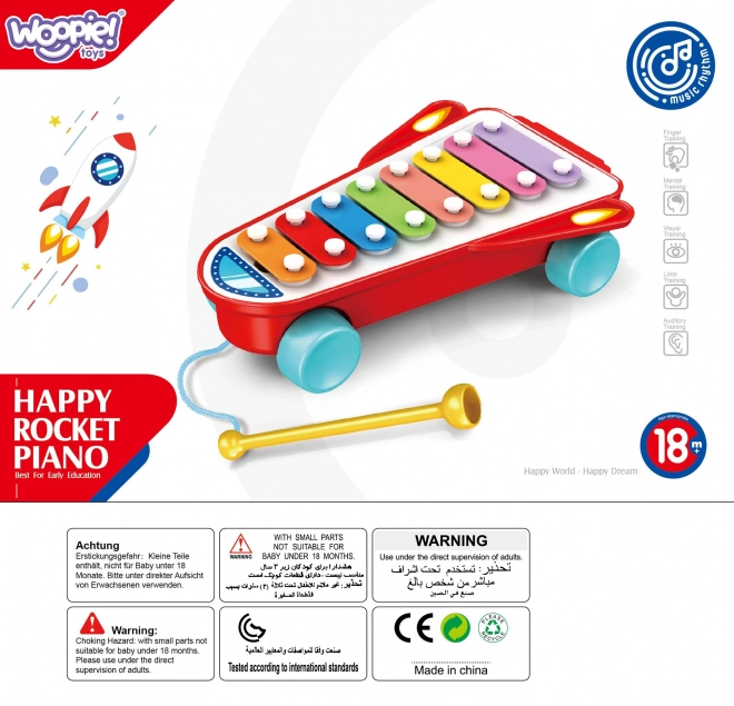 WOOPIE Jouet Xylophone Fusée Cosmique Rouge 18m+