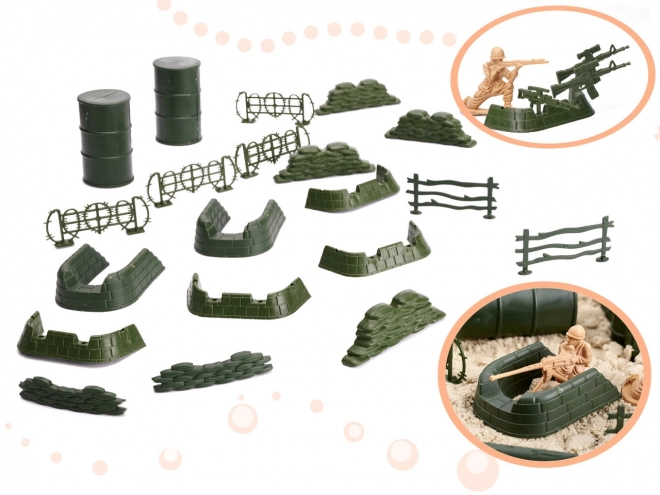 Ensemble de figurines de soldats + base militaire 114 pièces