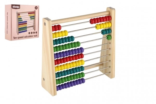 Compteur de 100 billes en bois 18x18cm dans une boîte 20x19,5x7cm