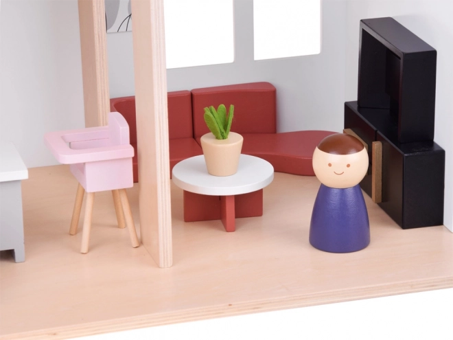 Maison de poupée en bois dans le style loft