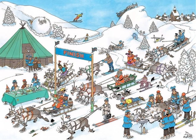 Puzzle Courses de traîneaux de rennes 500 pièces par Jan van Haasteren