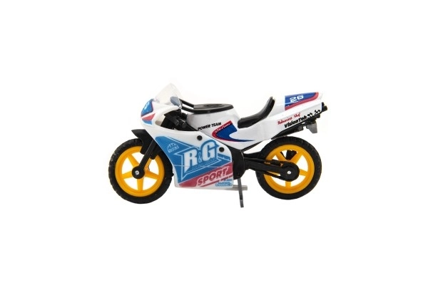 Moto de course métal/plastique 8cm à roue libre assorties sur carte