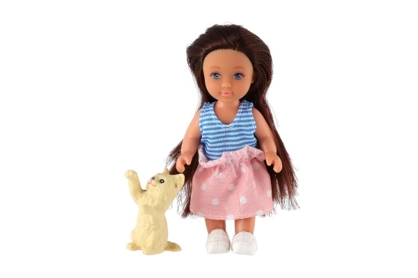 Poupée avec peluche plastique 12cm corps solide 3 types dans boîte 7x15x5cm 24pcs dans boîte