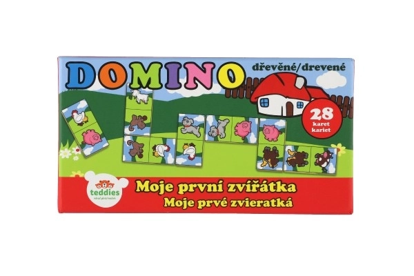Domino Mes premiers animaux bois jeu de société 28pcs en boîte 17x9x3,5cm MPZ