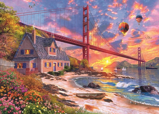 Puzzle coucher de soleil sur le Golden Gate 1000 pièces