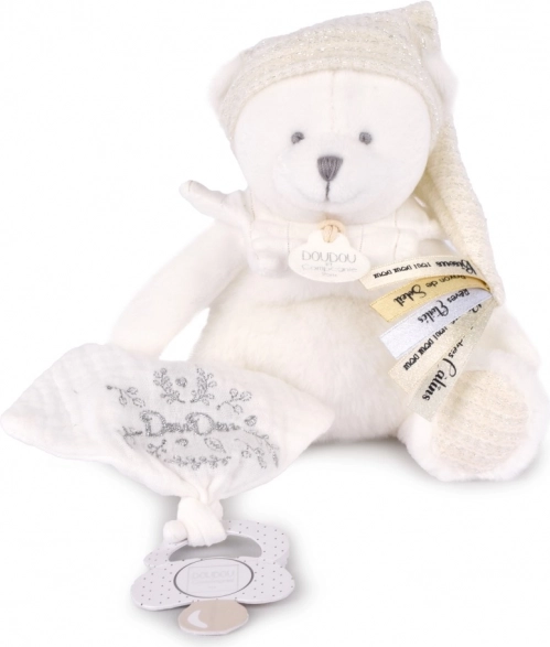 Doudou Coffret cadeau ourson en peluche avec attache-tétine et couverture