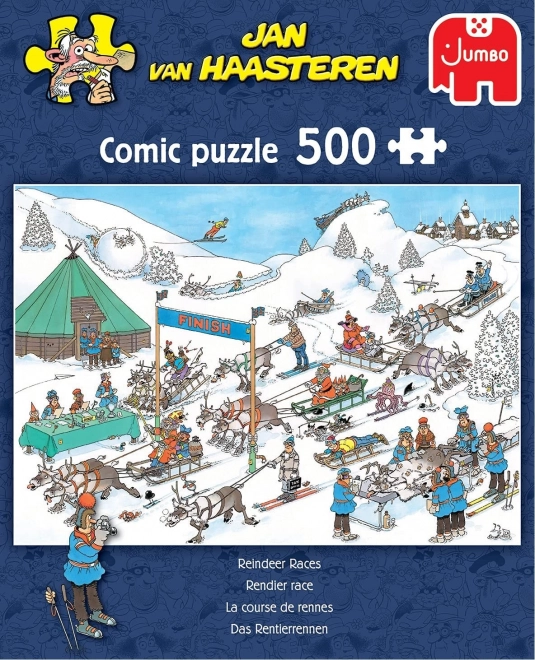 Puzzle Courses de traîneaux de rennes 500 pièces par Jan van Haasteren