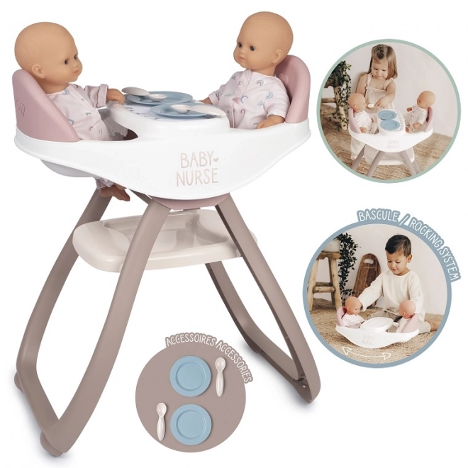 SMOBY Chaise haute pour jumeaux