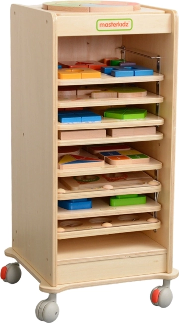 armoire en bois pour panneaux éducatifs MASTERKIDZ 28 × 28 cm sur roulettes
