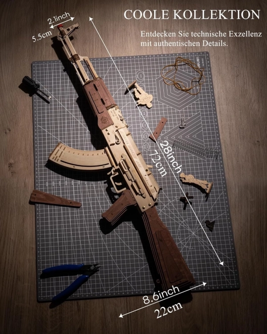RoboTime 3D Puzzle mécanique en bois fusil d'assaut AK-47