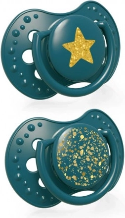 LOVI Sucette dynamique en silicone Stardust 0-3 m, lot de 2, verte