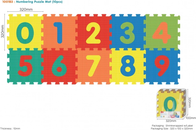 Puzzle en mousse chiffres, 10 pièces, éléments amovibles, mousse EVA, dès 10 mois