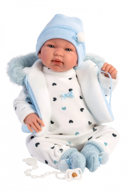 Llorens 84439 NOUVEAU-NÉ - poupée réaliste avec son et corps en tissu doux - 44 cm