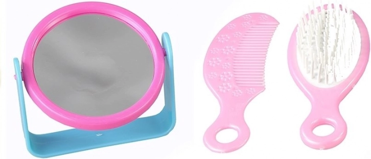 Miroir, brosse et peigne pour le coiffage quotidien