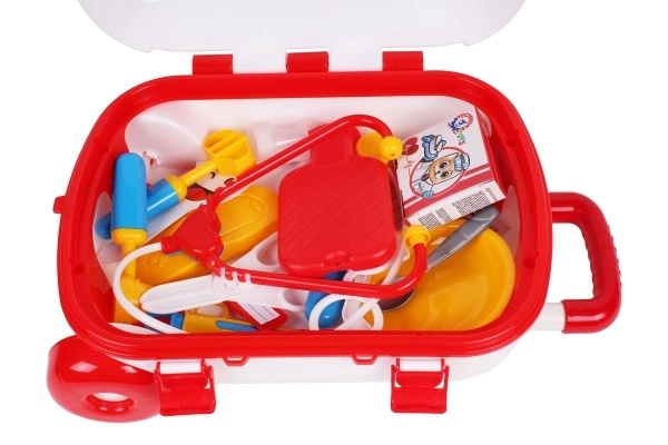 Ensemble médical dans une mallette en plastique sur roulettes - 21 pièces