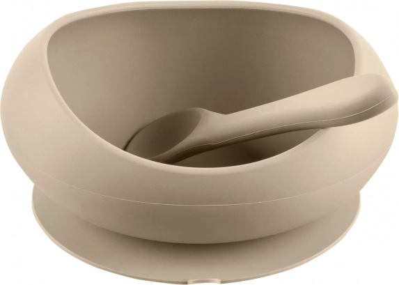 Bol en silicone avec bords surélevés et ventouse, Beige sable