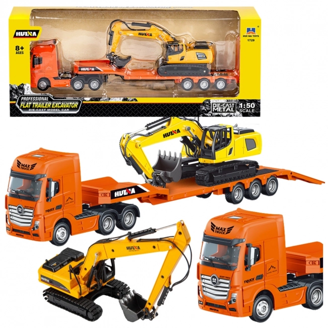 Modèle de camion avec remorque et pelle Huina 1:50