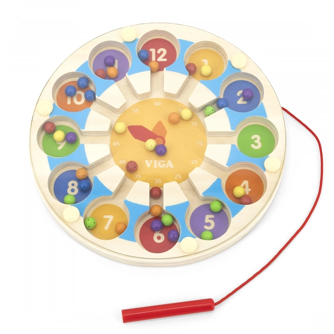 Jeu magnétique en bois Horloge labyrinthe Viga
