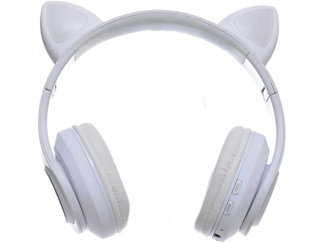 Casque sans fil bluetooth radio fm mp3 oreilles de chat éclairage LED – Blanc