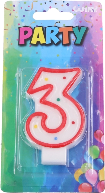 Bougie de fête numéro 3 rouge