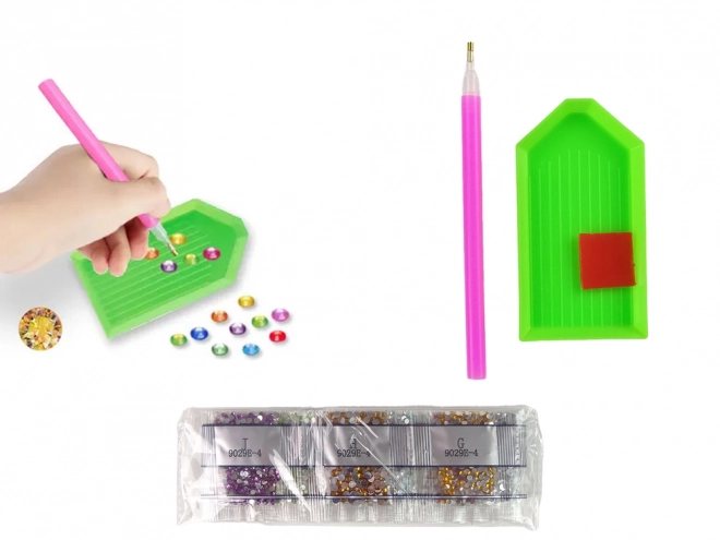 Set d'autocollants de broderie au diamant animaux jardin arc-en-ciel mosaïque