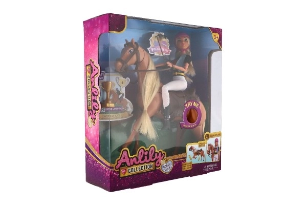 Cheval à bascule + Poupée cavalière Anlily articulée plastique avec accessoires dans une boîte 32x36x11cm