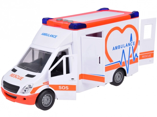 Ambulance interactive avec portes ouvrantes et effets lumineux et sonores