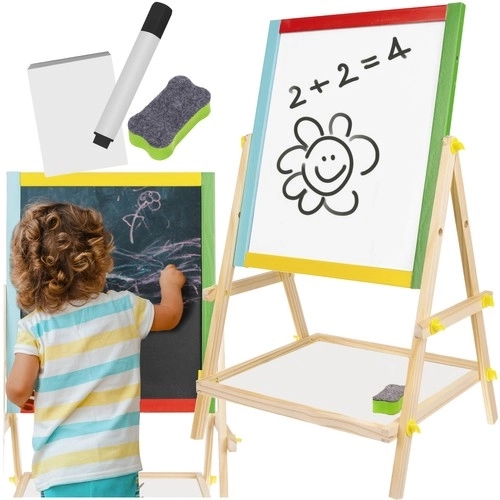 Tableau double face en bois pour enfants