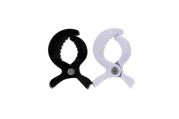 Pinces pour poussette noir et blanc - 2 pièces