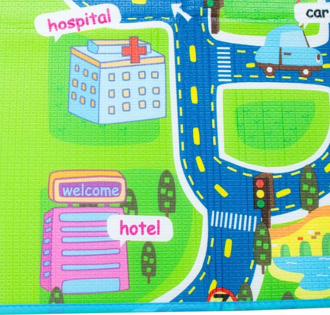Tapis de jeu pliant pour enfants avec motif de rue 160 x 130 cm