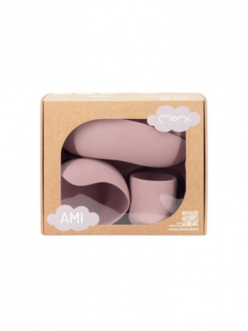 Set de vaisselle en silicone pour enfants MoMi AMI rose