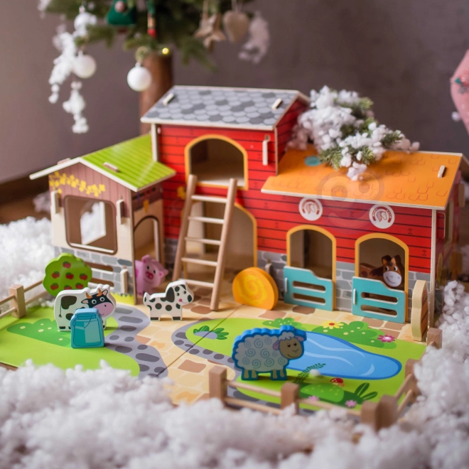 Mega Ferme figurines d'animaux étable et poulailler 18 pcs