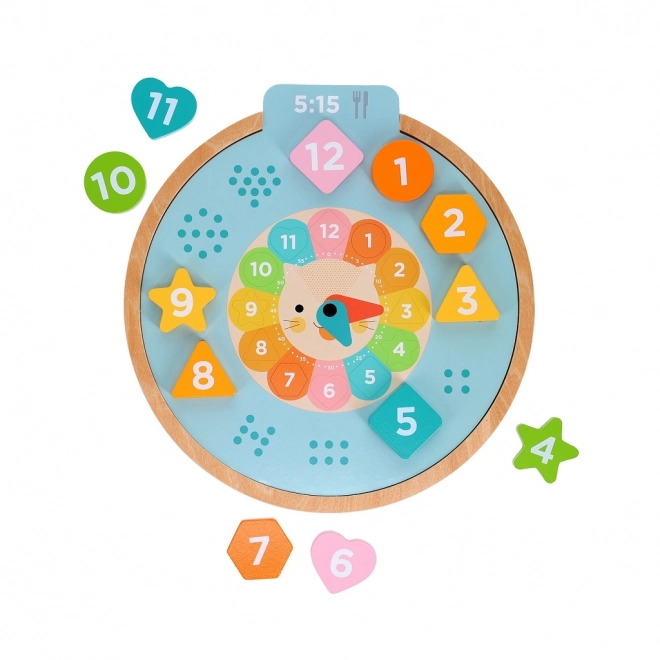 Horloge éducative en bois avec animaux