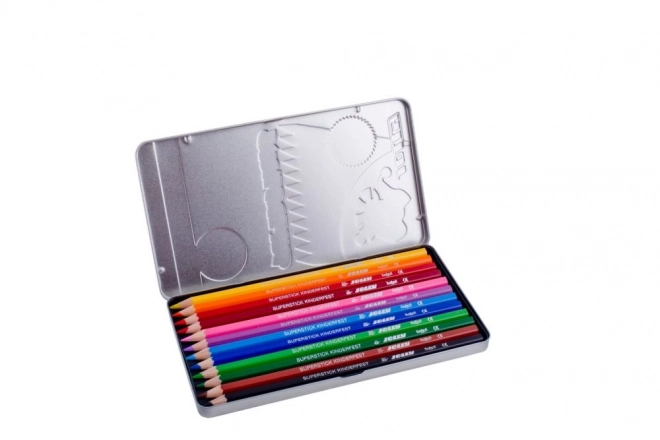 Crayons Supersticks 12 couleurs dans une boîte métallique