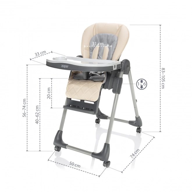 Chaise haute pour enfant Monti 2, Gris Diamant