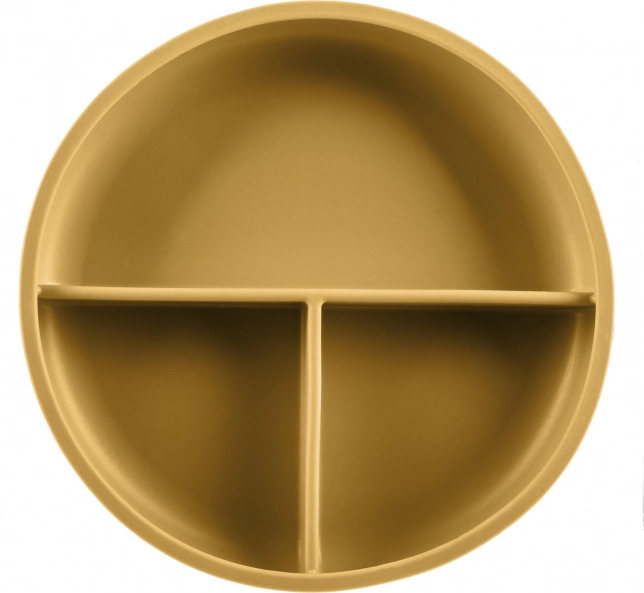 Assiette compartimentée en silicone avec ventouse, Jaune Moutarde