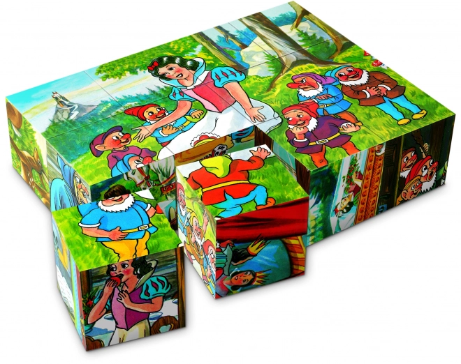 Cubes Kubus Blanche-Neige bois 12 pièces dans une boîte 16x12x4cm