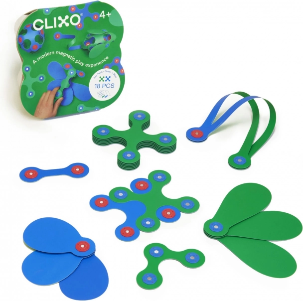 Puzzle magnétique Clixo Itsy, vert/bleu