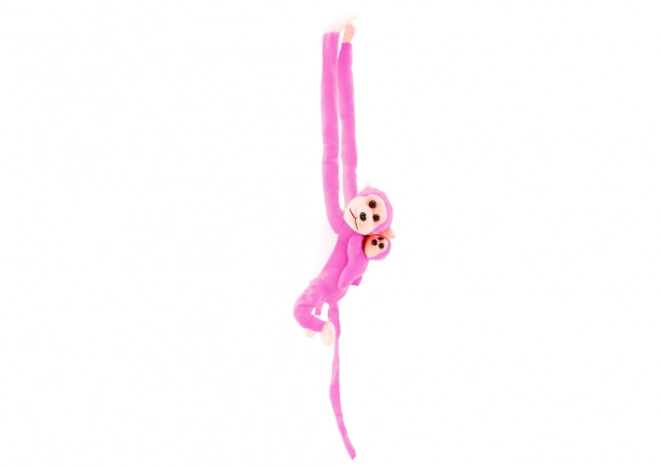 Singe en peluche avec petit bébé rose 90 cm