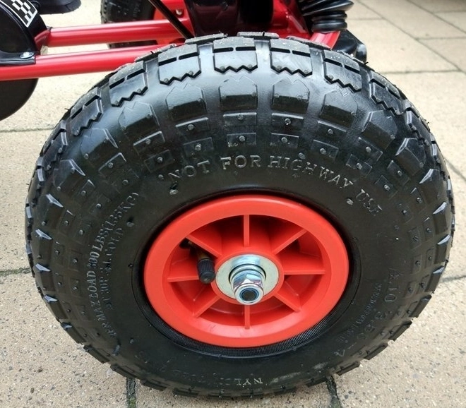 Kart à pédales pneumatique + Pneus gonflables + Siège réglable – Rouge