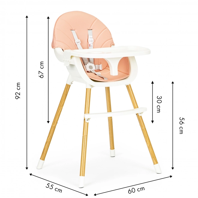 Ecotoys Chaise Haute 2 en 1 Rose