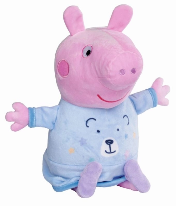 Peppa Pig 2 en 1 peluche câline musicale + lumière, bleu, 25 cm