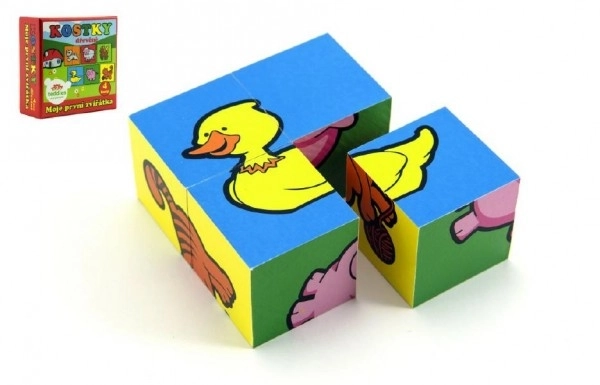 Cubes kubus quatre cubes Mes premiers animaux bois 4pcs en boîte 8,5x8,5x4cm MPZ