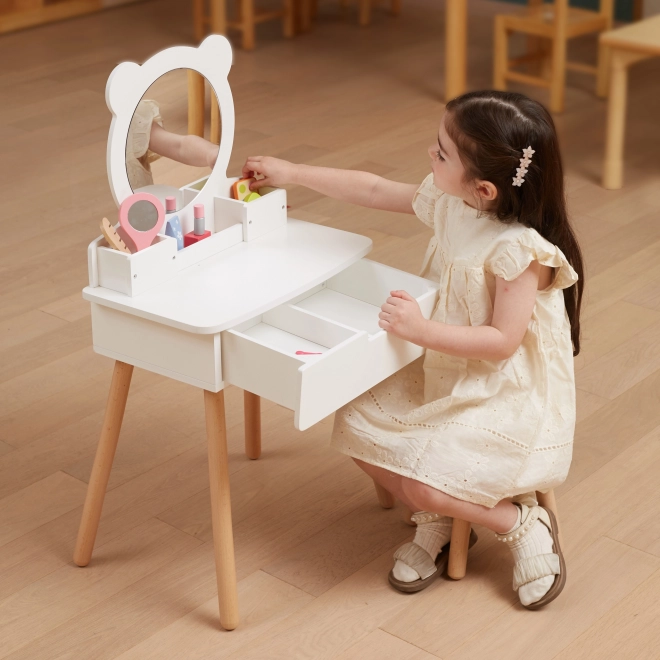 Coiffeuse d'enfants VIGA avec miroir ours et tabouret
