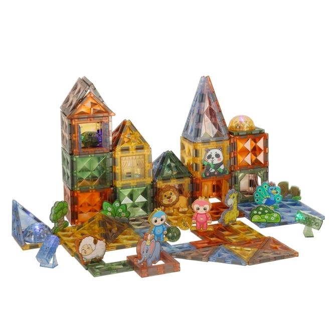 Jeu de construction magnétique lumineux de 124 pièces