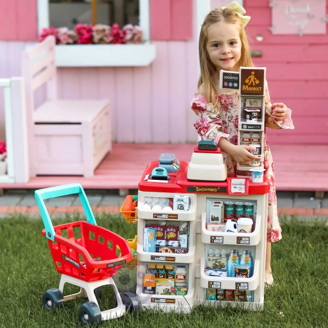 Supermarché avec chariot et scanner