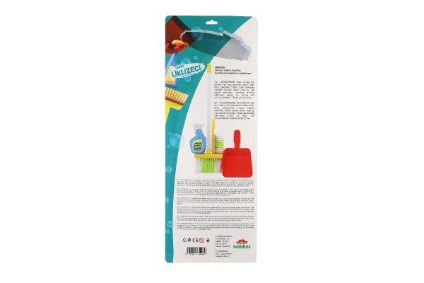 Kit de nettoyage / femme de ménage avec accessoires en plastique 5 pièces sur carte 21,5x57,5x5cm